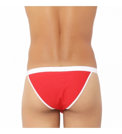 Generic Men's Cotton Spandex Sexy Underwear (Red And White)