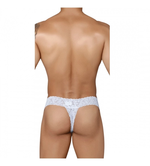 Generic Men's Lycra Blend Lace Lace Underwear G String Style Underwear (White)
