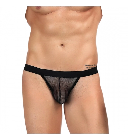 Generic Men's Mesh Power Net Transparent Sexy Brief Underwear (Black)