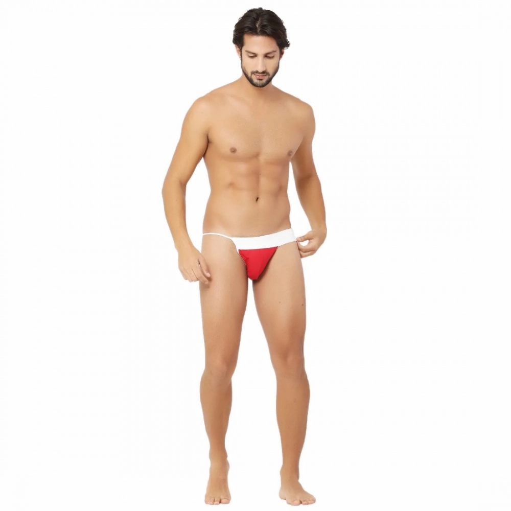 Generic Men's Cotton Spandex Sexy Designer Men G String Underwear (White And Red) Generic Men's Cotton Spandex Sexy Designer Men G String Underwear (White And Red)