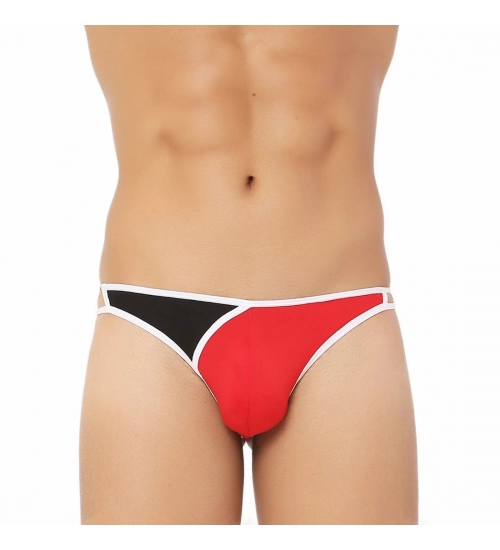 Generic Men's Cotton Spandex Men’S Lace Thong Consists Of Two Strings. Underwear (Red And Black)