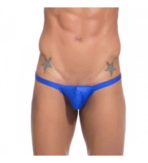 Generic Men's Cotton Spandex G String Thong Brief Underwear (Blue)