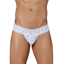 Generic Men's Lycra Blend Lace Lace Underwear G String Style Underwear (White)