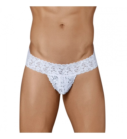Generic Men's Lycra Blend Lace Lace Underwear G String Style Underwear (White)