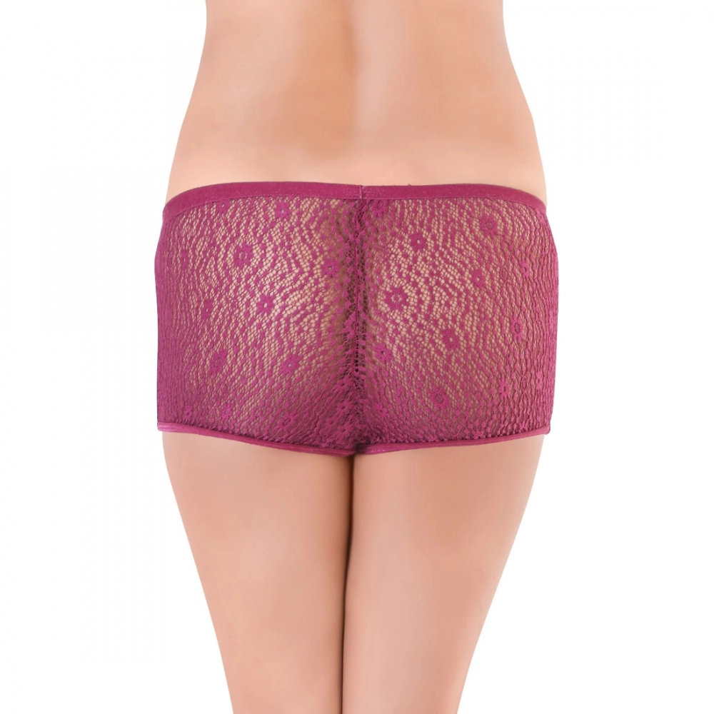 Generic Women's Nylon Mid Waist Rise Wine Lace Sheer Boyshort Panty (Wine) Generic Women's Nylon Mid Waist Rise Wine Lace Sheer Boyshort Panty (Wine)