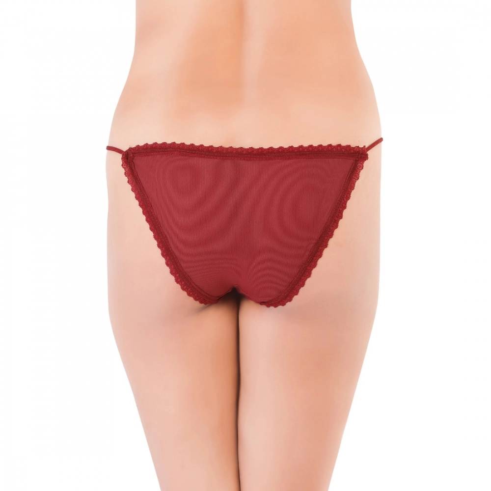 Generic Women's Lycra Low Rise Sleek String (Wine Red)