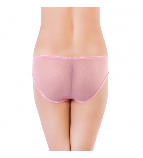 Generic Women's Nylon Mid Rise Light Pink Lace With Medium Coverage Transparent Hipster Panty (Light Pink)