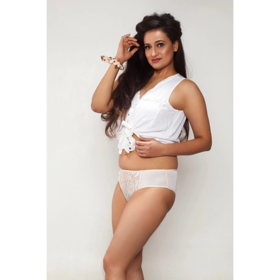 Generic Women's Nylon Mid Net Panty For Women (White)
