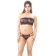 Generic Women's Lace Women Lace Strapless Tube Bra With Thong Panty (Black)