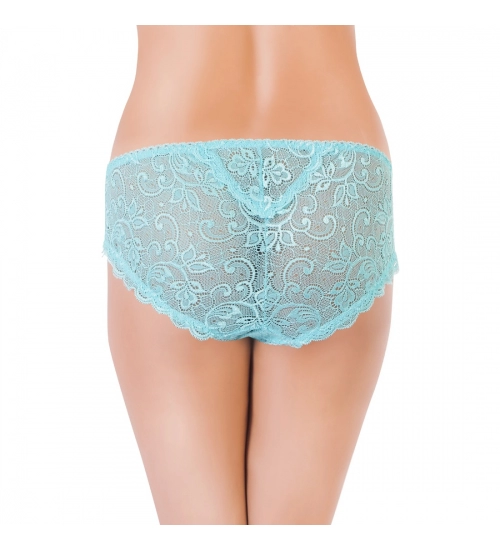 Generic Women's Nylon Mid Rise Lace With Medium Coverage Hipster Panty (Light Blue)