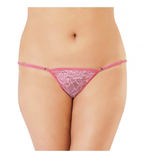 Generic Women's Nylon Spandex Low Waist Lace Peekaboo G String (Pink)