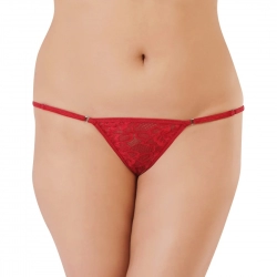 Generic Women's Nylon Spandex Low Waist Lace Peekaboo G String (Red)