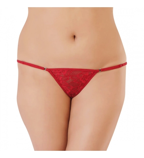 Generic Women's Nylon Spandex Low Waist Lace Peekaboo G String (Red)