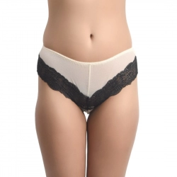 Generic Women's Nylon Sexy Lace Bikini Panty (Nude)