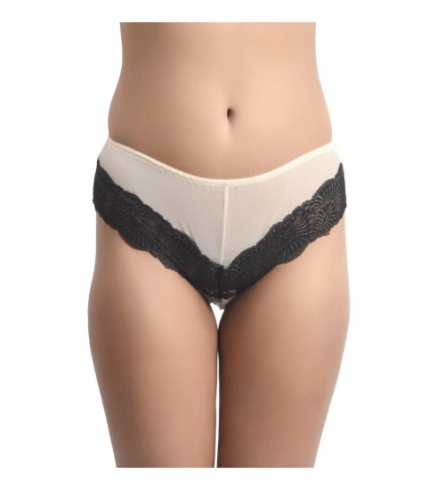 Generic Women's Nylon Sexy Lace Bikini Panty (Nude)