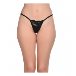 Generic Women's Nylon Spandex Women G String Panty Lace Fabric (Black)