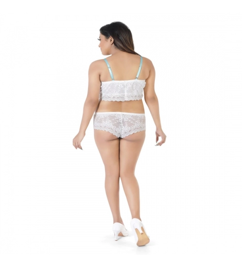 Generic Women's Nylon White Lace Tube Bra And Hipster Panty Lingerie Set (White) Generic Women's Nylon White Lace Tube Bra And Hipster Panty Lingerie Set (White)