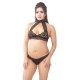 Generic Women's Nylon Non Padded Floral Lace Black Lingerie Set (Black)