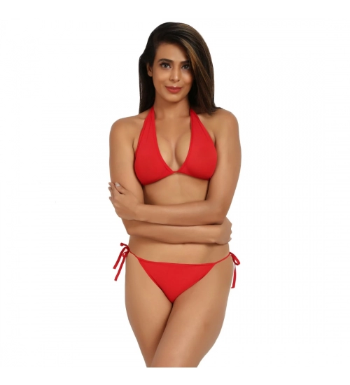 Generic Women's Nylon Spandex Red Bikini Set Foxy Bra And Panty (Red) Generic Women's Nylon Spandex Red Bikini Set Foxy Bra And Panty (Red)
