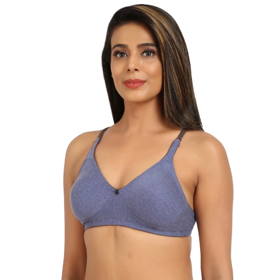 Generic Women's Cotton Blend Non Padded T Shirt Bra (Blue) Generic Women's Cotton Blend Non Padded T Shirt Bra (Blue)