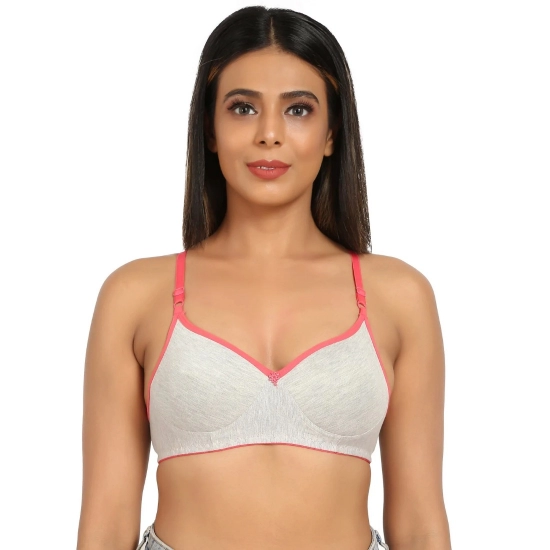 Generic Women's Cotton Blend Lightly Padded Bra With Three Fourth Coverage (Light Grey)