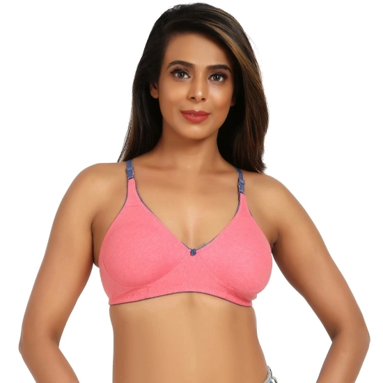 Generic Women's Cotton Blend Non Padded T Shirt Bra (Pink) Generic Women's Cotton Blend Non Padded T Shirt Bra (Pink)