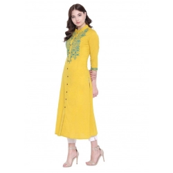 Generic Women's Khadi Embroidered Kurti (Yellow, Khadi) Generic Women's Khadi Embroidered Kurti (Yellow, Khadi)