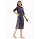 Generic Women's Cotton Printed Straight Kurti (Navy Blue, Cotton)