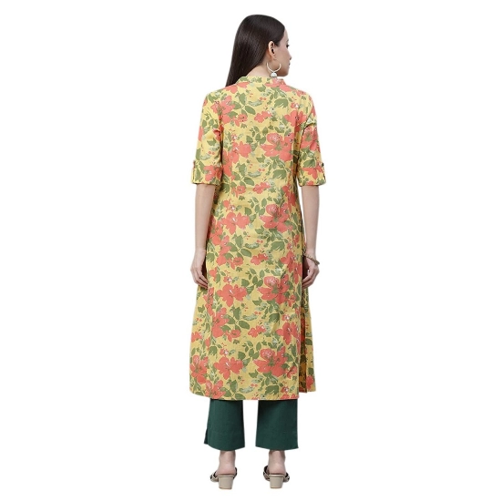 Generic Women's Cotton Printed Flex Kurti (Yellow, Cotton)