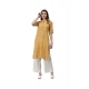Generic Women's Cotton Printed Straight Kurti (Mustard, Cotton)