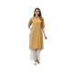 Generic Women's Cotton Printed Straight Kurti (Mustard, Cotton)
