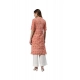 Generic Women's Pure Cotton Printed Straight Kurti (Peach, Pure Cotton)