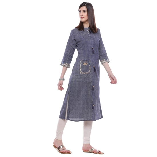 Generic Women's Cotton Printed Straight Kurti (Grey, Cotton)