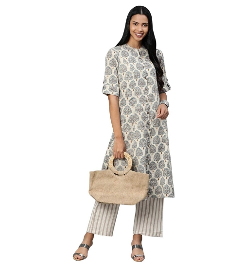 Generic Women's Khadi Printed Regular Kurti (Off White, Cream, Khadi)