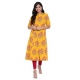 Generic Women's Khadi Printed A Line Kurti (Yellow, Khadi)
