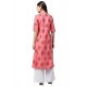 Generic Women's Cotton Printed A Line Kurti (Peach, Cotton)
