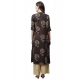 Generic Women's Rayon Printed Foil Print A Line Kurti (Coffee, Rayon)