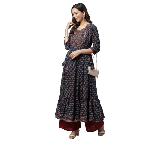 Generic Women's Cotton Sequins Tunic Kurti (Blue, Cotton)