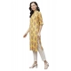 Generic Women's Cotton Printed Straight Kurti (Yellow, Cotton)