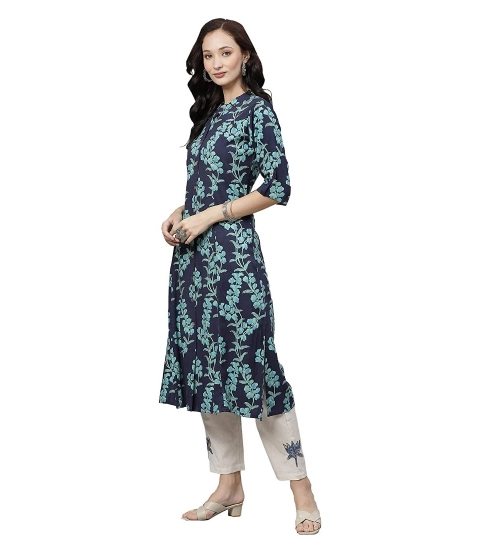 Generic Women's Cotton Printed A Line Kurti (Blue, Cotton) Generic Women's Cotton Printed A Line Kurti (Blue, Cotton)