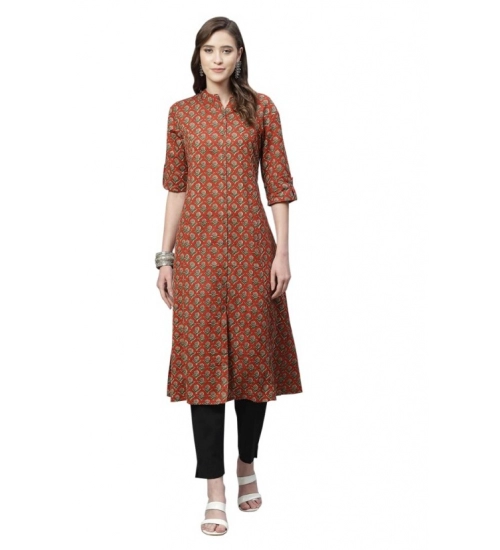 Generic Women's Cotton Printed Flex Kurti (Maroon, Cotton)