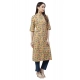 Generic Women's Cotton Printed Straight Kurti (Yellow, Cotton)