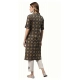 Generic Women's Cotton Printed Straight Fit Kurti (Black, Cotton)