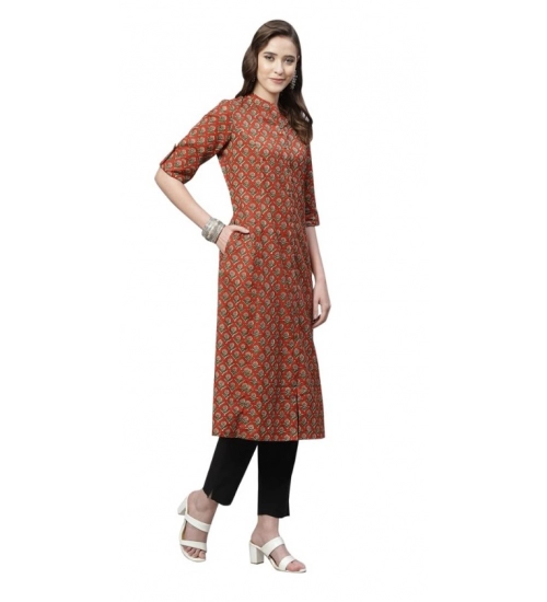 Generic Women's Cotton Printed Flex Kurti (Maroon, Cotton)