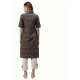 Generic Women's Cotton Printed Straight Fit Kurti (Black, Cotton)