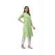 Generic Women's Cotton Printed Straight Kurti (Yellow, Green, Cotton)