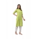 Generic Women's Cotton Printed Straight Kurti (Yellow, Green, Cotton)
