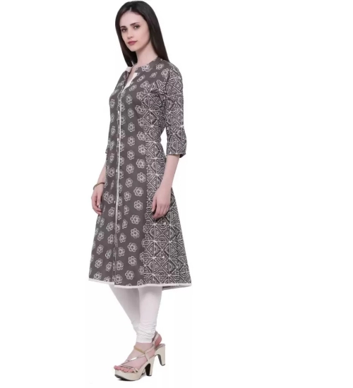 Generic Women's Cotton Printed A Line Kurti (Brown, Cotton) Generic Women's Cotton Printed A Line Kurti (Brown, Cotton)
