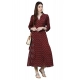 Generic Women's Rayon Printed Regular Kurti (Maroon, Rayon)