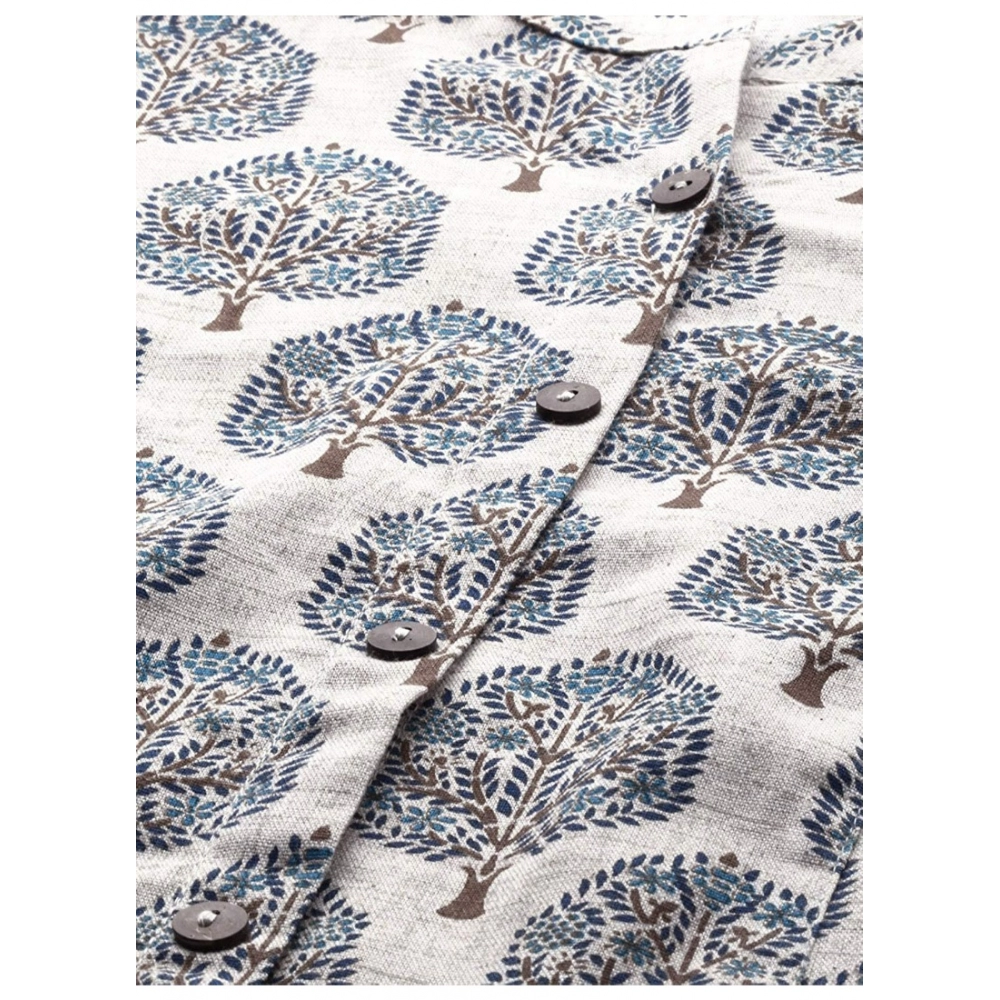 Generic Women's Khadi Printed Regular Kurti (Off White, Cream, Khadi)